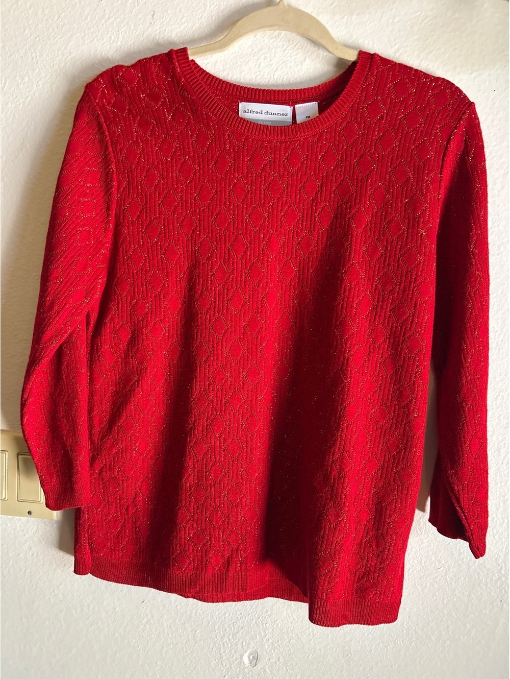 Alfred Dunner Petite Red Metallic Acrylic Sweater PM